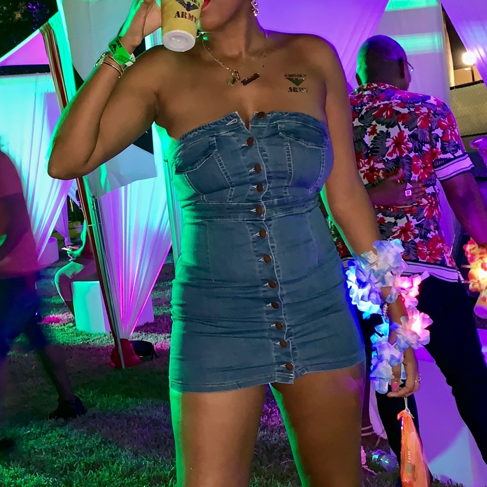 Bandeau denim dress
